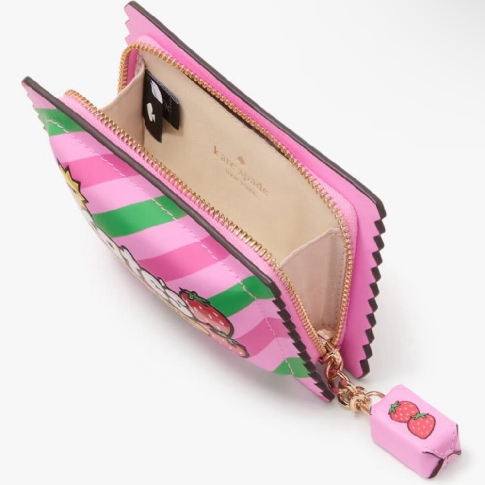 Kate Spade Bubble Gum 3D Leather Card Holder Wallet NWT Sticky Situation Line